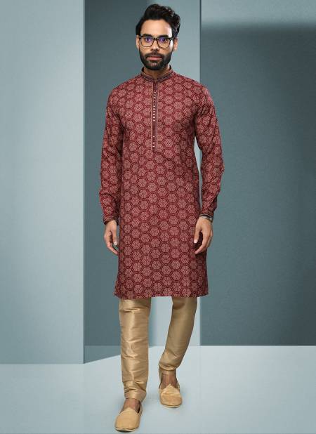 Dull Maroon Colour Creation Vol 27 New Latest Designer Party Wear Cotton Kurta With Pant Collection 1588